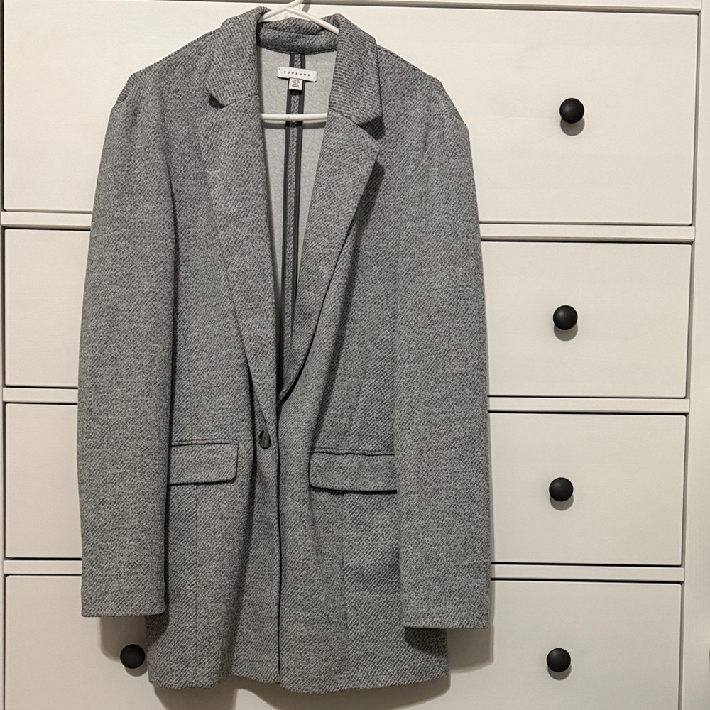 Topshop Oversized Gray Pattern Blazer - image 2